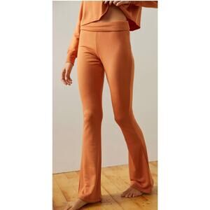Split59 Raqel High Waisted Fleece Flare Pant in Rust Womans Medium